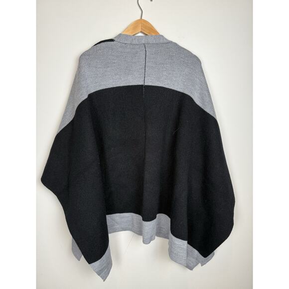Rebecca Minkoff Colorblock Sweater Open Front Cardigan Kimono Black Gray One Sz - Picture 4 of 4